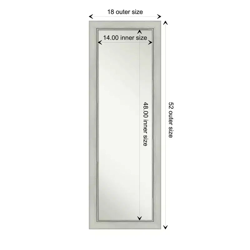 Specchio a parete rettangolare a figura intera - Cornice Patina Argento, 52 x 18 pollici