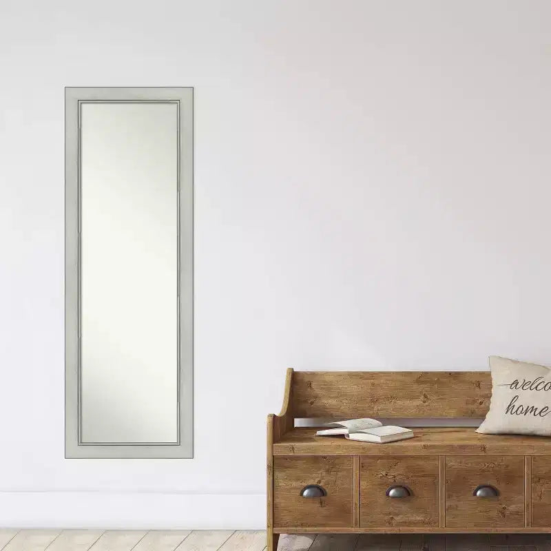 Specchio a parete rettangolare a figura intera - Cornice Patina Argento, 52 x 18 pollici