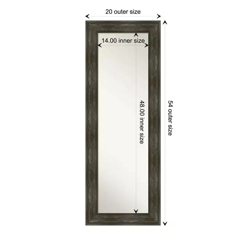 Specchio a figura intera da parete e da porta rettangolare — Cornice rustica antracite