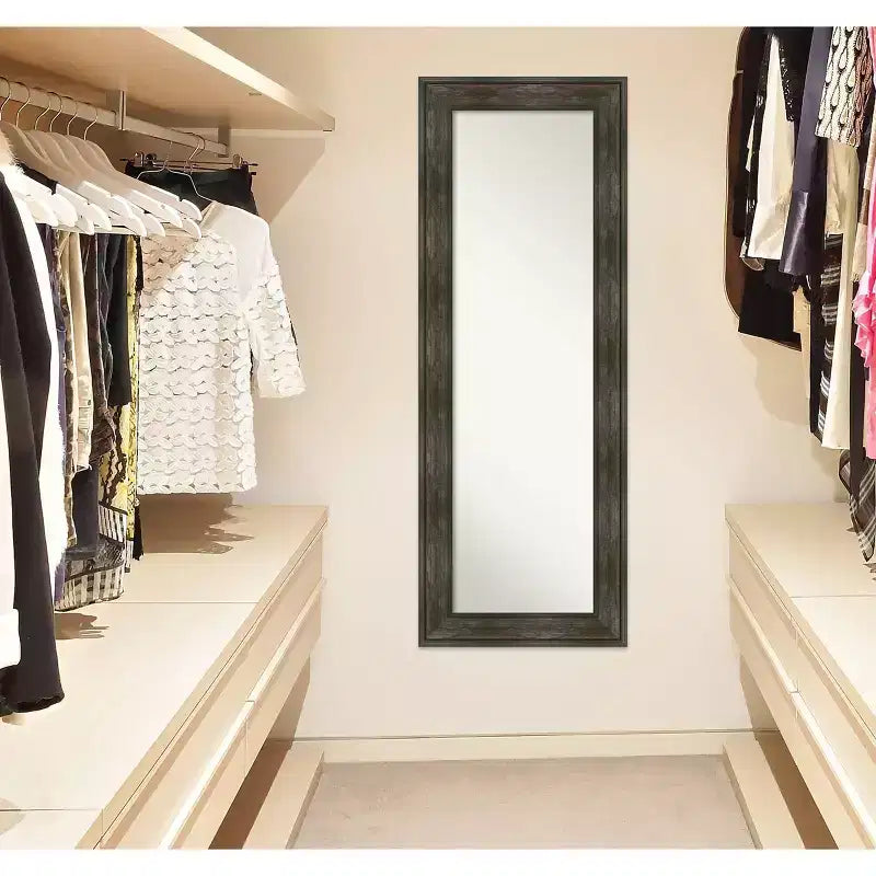 Specchio a figura intera da parete e da porta rettangolare — Cornice rustica antracite