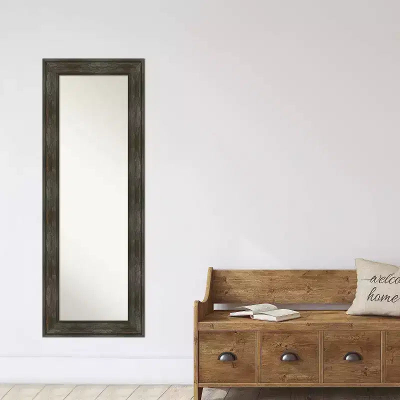 Specchio a figura intera da parete e da porta rettangolare — Cornice rustica antracite
