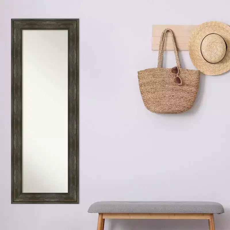 Specchio a figura intera da parete e da porta rettangolare — Cornice rustica antracite
