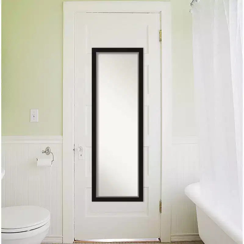 Specchio da Porta a Figura Intera - Cornice Nera Argentata, 17 x 51 pollici.