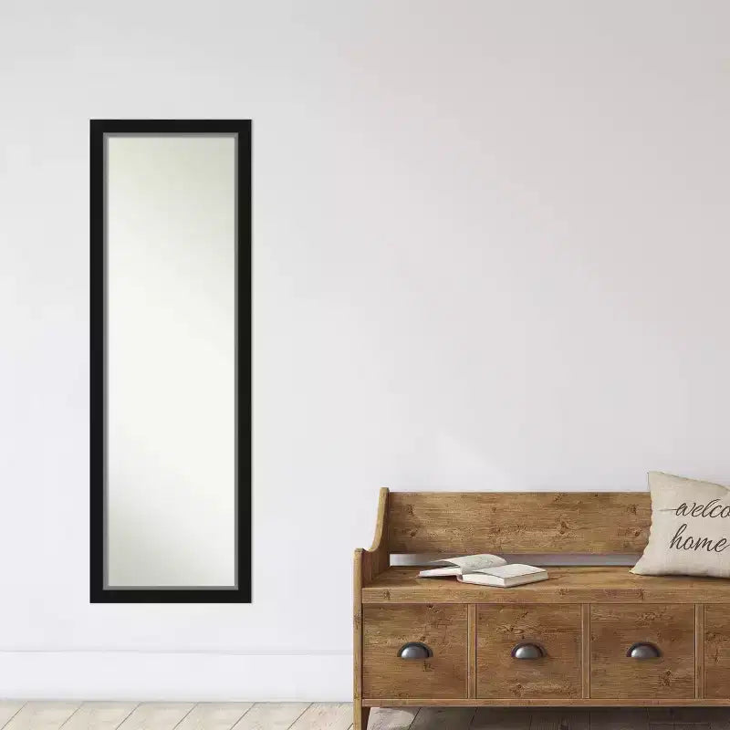 Specchio da Porta a Figura Intera - Cornice Nera Argentata, 17 x 51 pollici.
