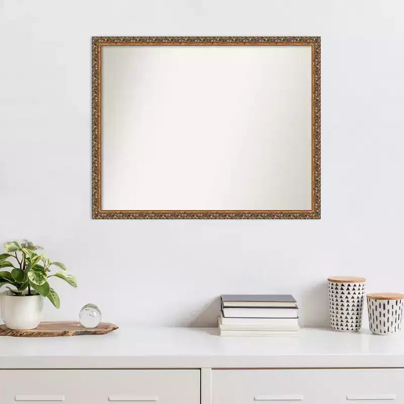 Specchio da parete rettangolare con cornice in legno bronzo antico - 30 x 24 pollici