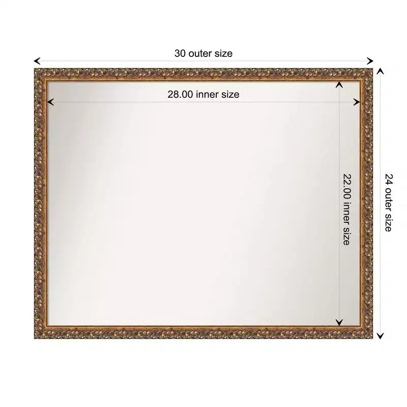 Specchio da parete rettangolare con cornice in legno bronzo antico - 30 x 24 pollici