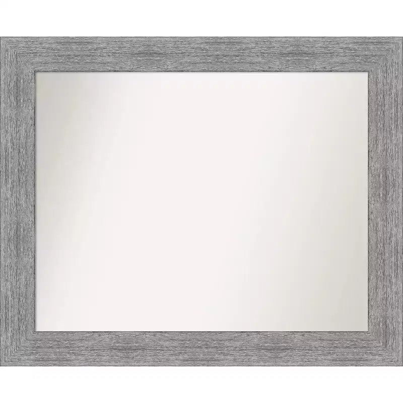 33" x 27" Non-Beveled Bark Rustic Gray Wall Mirror - Amanti Art: Modern Rectangle, Polystyrene Frame