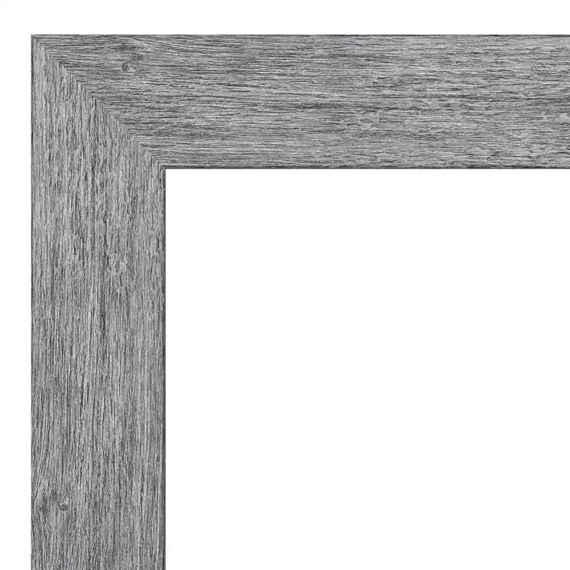Specchio da Parete Rettangolare con Cornice Rustica Grigia Effetto Corteccia - 33 x 27 pollici.