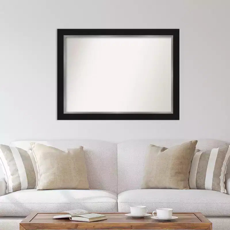 Grande specchio da parete rettangolare – cornice argento nero, 43,5 x 32,5 pollici