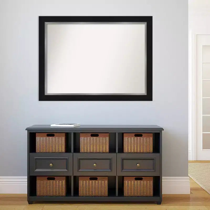 Grande specchio da parete rettangolare – cornice argento nero, 43,5 x 32,5 pollici