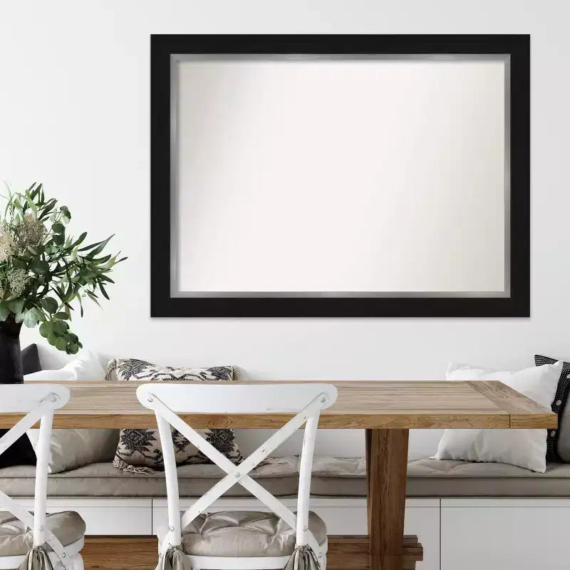 Grande specchio da parete rettangolare – cornice argento nero, 43,5 x 32,5 pollici