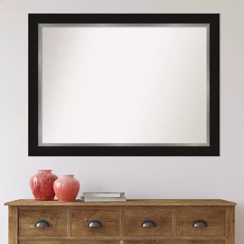 Grande specchio da parete rettangolare – cornice argento nero, 43,5 x 32,5 pollici