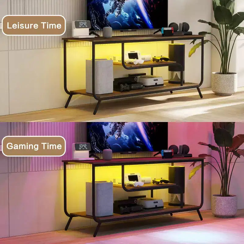 Mobile TV moderno con luci LED e prese elettriche per TV da 32 a 55 pollici