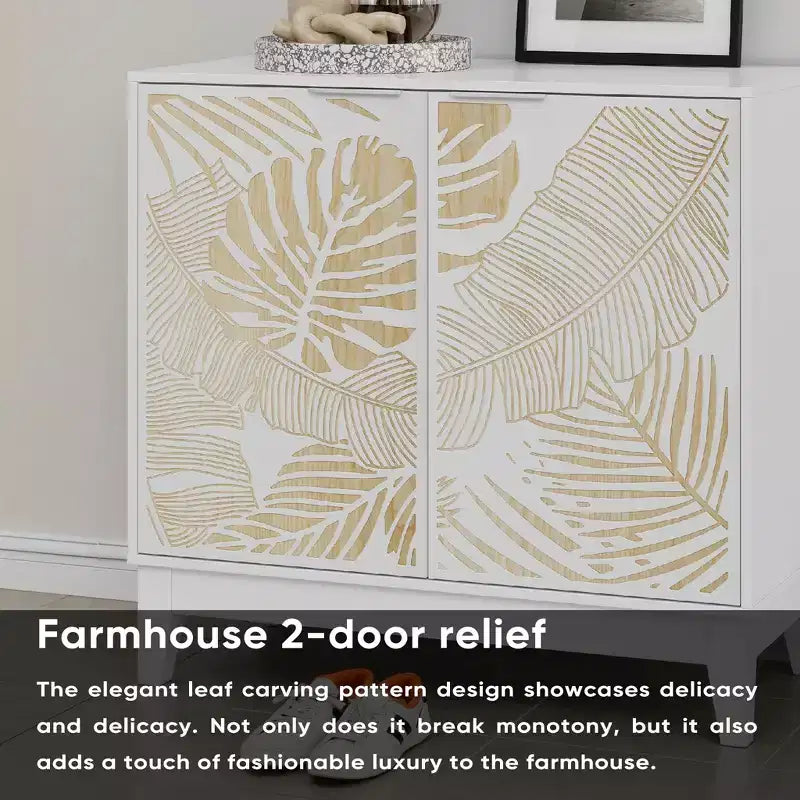 Madia credenza a due ante con intaglio a foglie