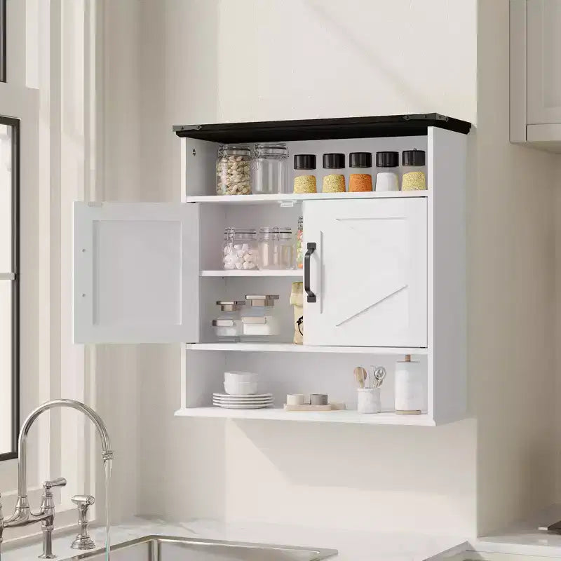 Pensile da bagno con ripiano a vista