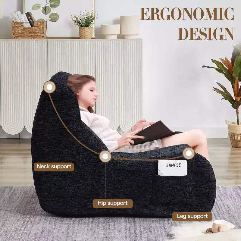 Pouf Gigante con Braccioli - Divano da Terra con Spugna ad Alta Resilienza