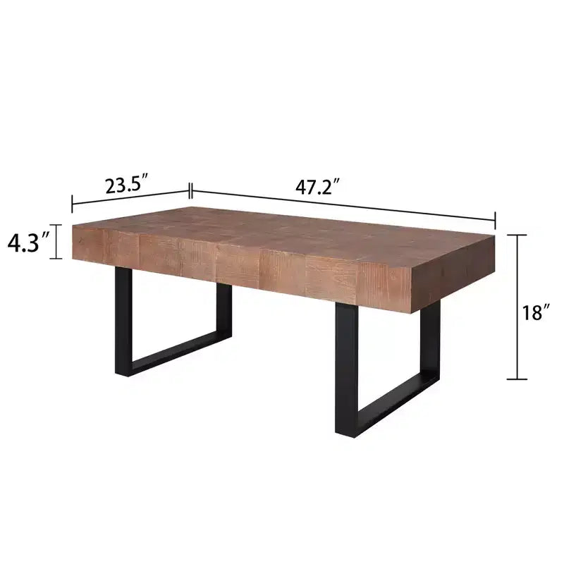 Tavolino da caffè in parquet industriale con gambe in metallo