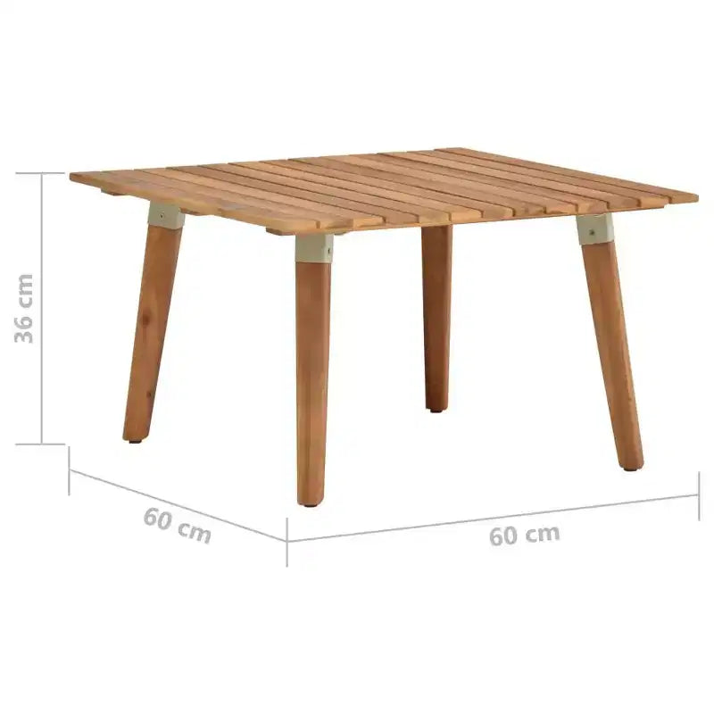 Tavolino da caffè quadrato da patio in legno di acacia – 60 x 60 x 36 cm
