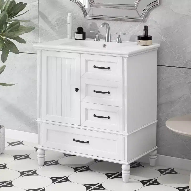 Mobile Bagno da 75 cm con Lavabo e Armadietto Contenitore