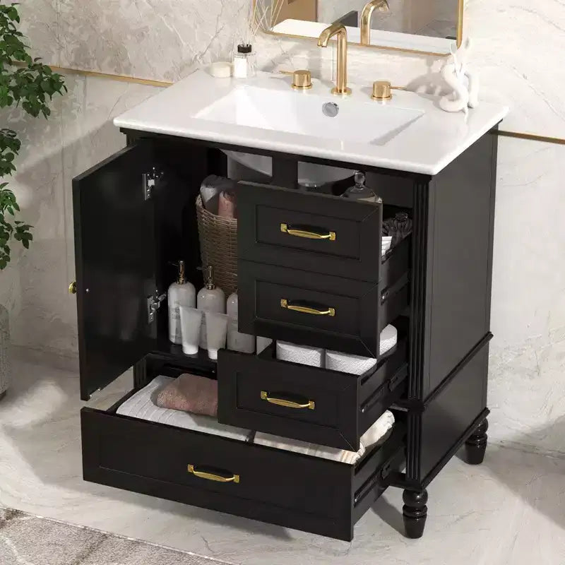 Mobile Bagno da 75 cm con Lavabo e Armadietto Contenitore