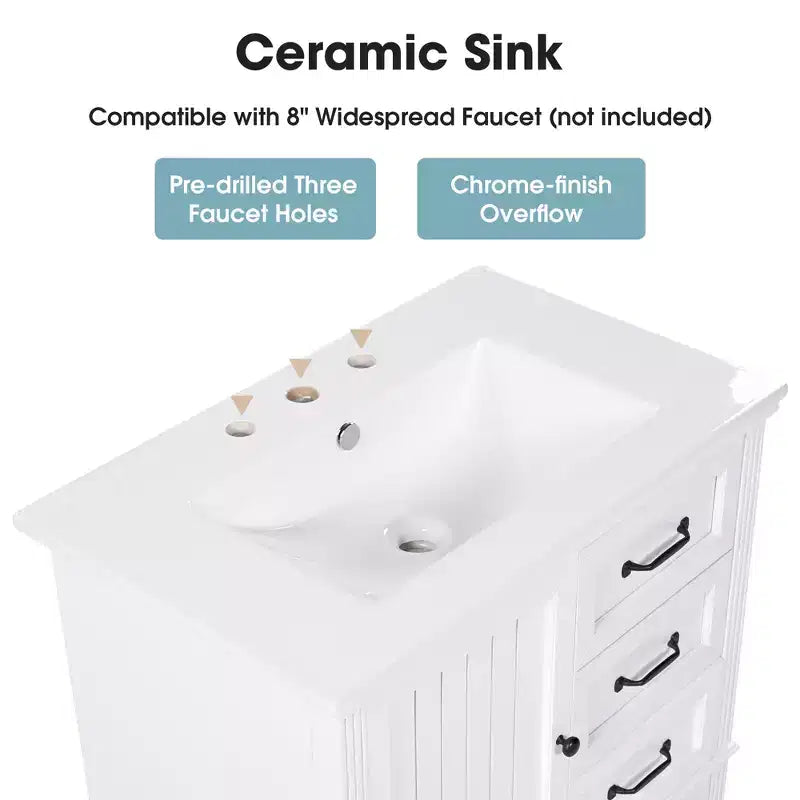 Mobile Bagno da 75 cm con Lavabo e Armadietto Contenitore