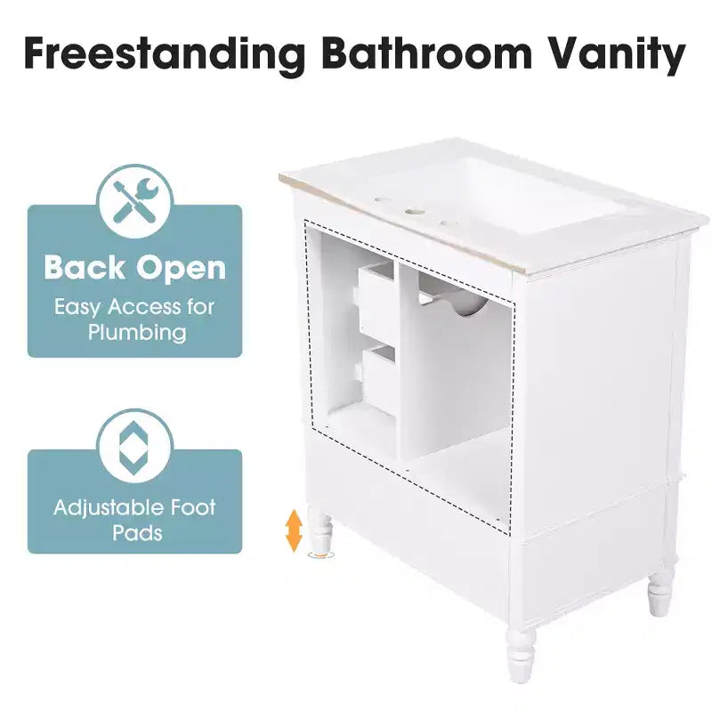 Mobile Bagno da 75 cm con Lavabo e Armadietto Contenitore