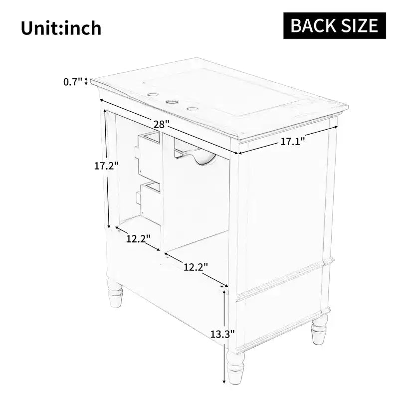 Mobile Bagno da 75 cm con Lavabo e Armadietto Contenitore
