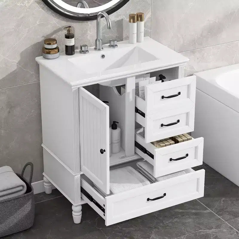 Mobile Bagno da 75 cm con Lavabo e Armadietto Contenitore