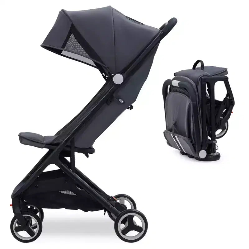 Passeggino Triplo Pieghevole Compatto con Capottina — Leggero e Portatile