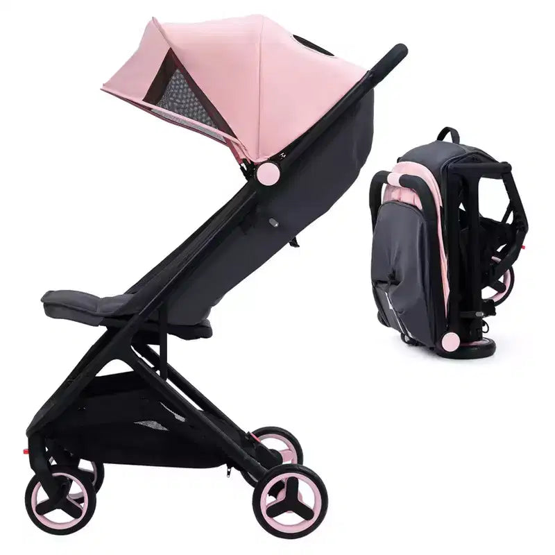 Passeggino Triplo Pieghevole Compatto con Capottina — Leggero e Portatile