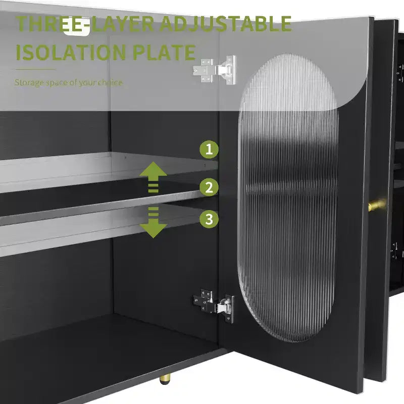Mobile credenza da 152 cm con 4 ante in acrilico e gambe in metallo