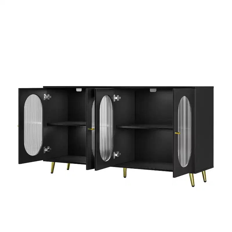 Mobile credenza da 152 cm con 4 ante in acrilico e gambe in metallo