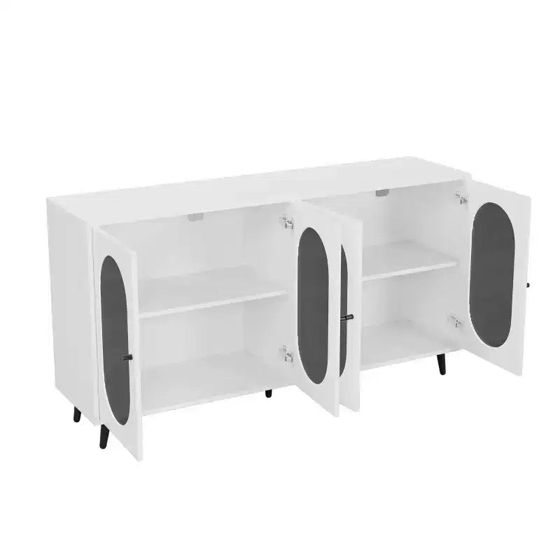 Mobile credenza da 152 cm con 4 ante in acrilico e gambe in metallo