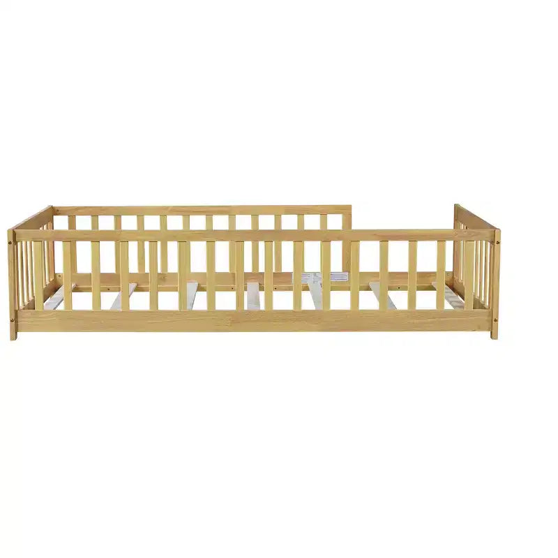 Letto a pavimento Montessori per bambini, con sponde di sicurezza, Letto a piattaforma per bambini con spondine, Struttura in legno massello, per neonati e bambini