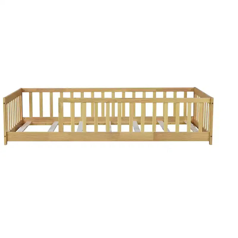 Letto a pavimento Montessori per bambini, con sponde di sicurezza, Letto a piattaforma per bambini con spondine, Struttura in legno massello, per neonati e bambini