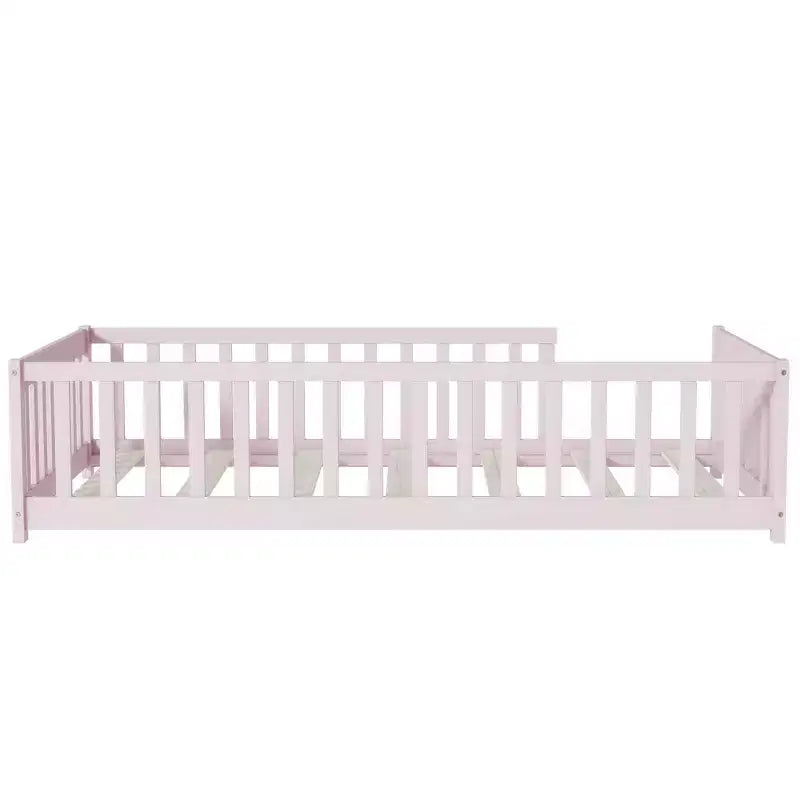 Letto a pavimento Montessori per bambini, con sponde di sicurezza, Letto a piattaforma per bambini con spondine, Struttura in legno massello, per neonati e bambini