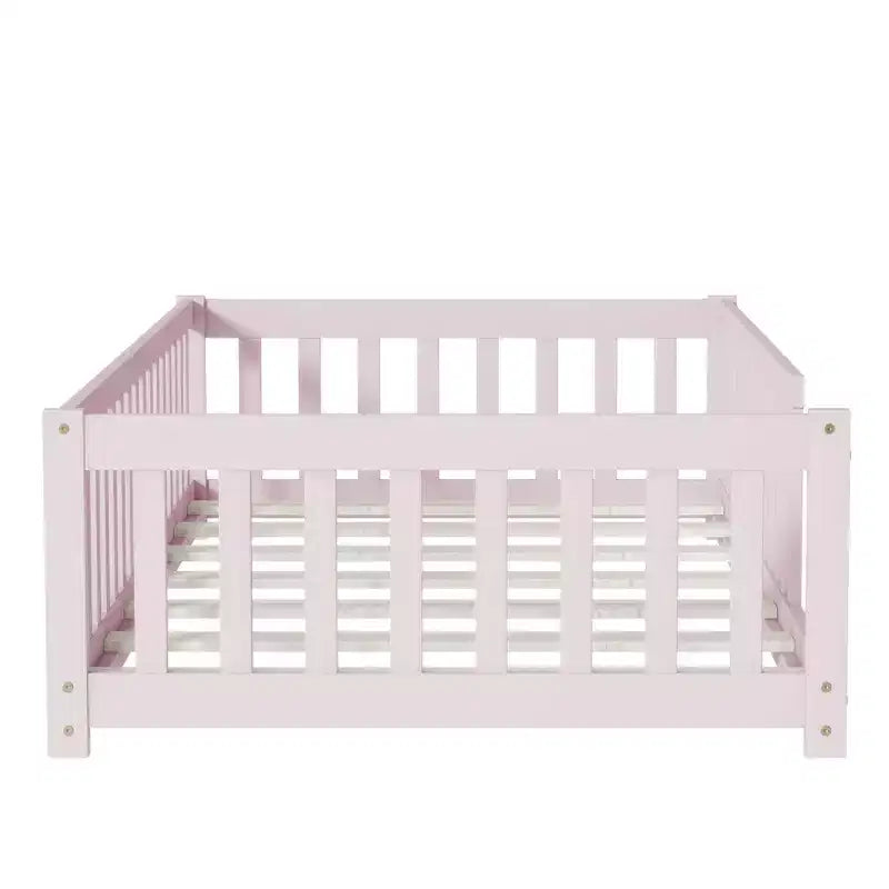 Letto a pavimento Montessori per bambini, con sponde di sicurezza, Letto a piattaforma per bambini con spondine, Struttura in legno massello, per neonati e bambini