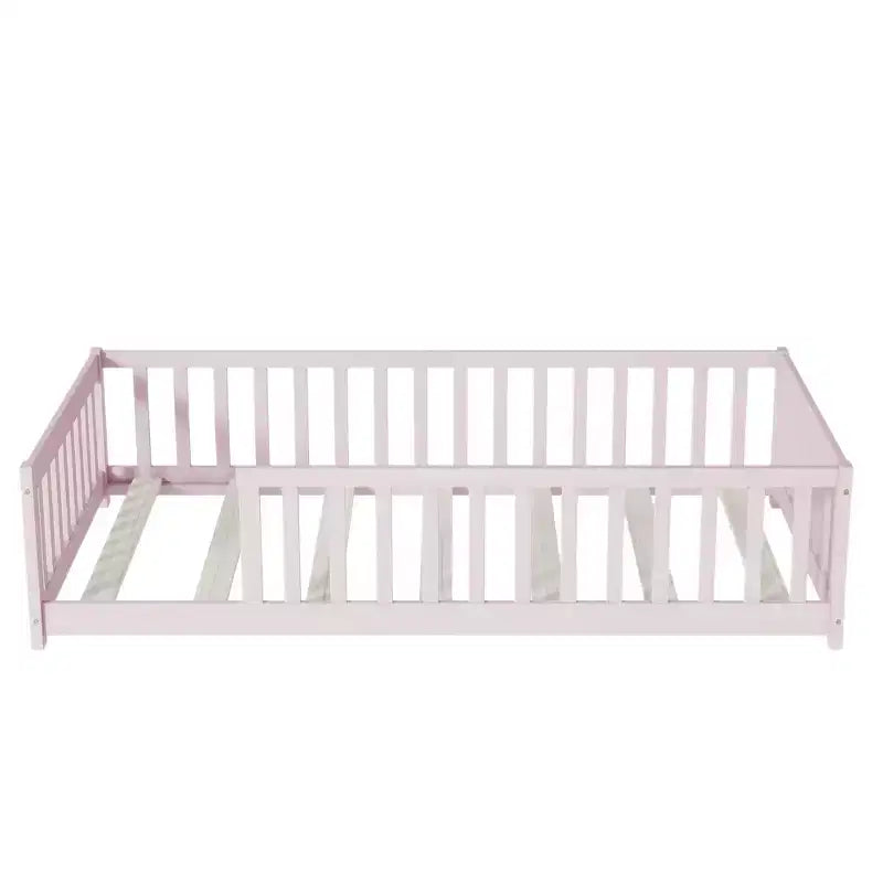 Letto a pavimento Montessori per bambini, con sponde di sicurezza, Letto a piattaforma per bambini con spondine, Struttura in legno massello, per neonati e bambini