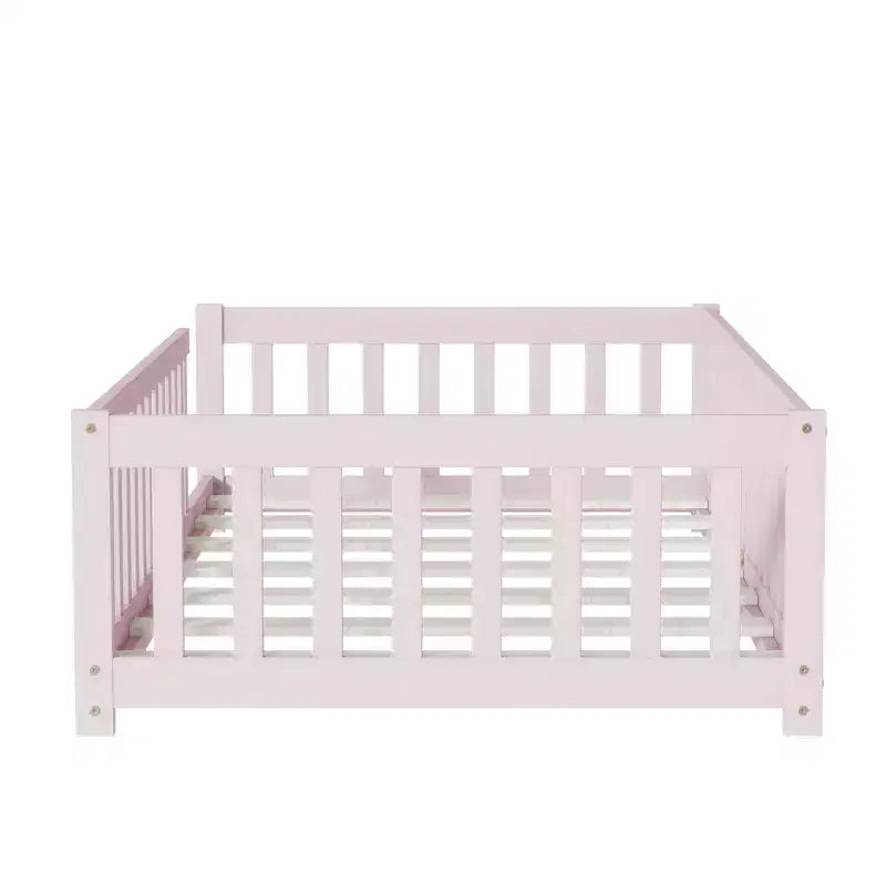 Letto a pavimento Montessori per bambini, con sponde di sicurezza, Letto a piattaforma per bambini con spondine, Struttura in legno massello, per neonati e bambini