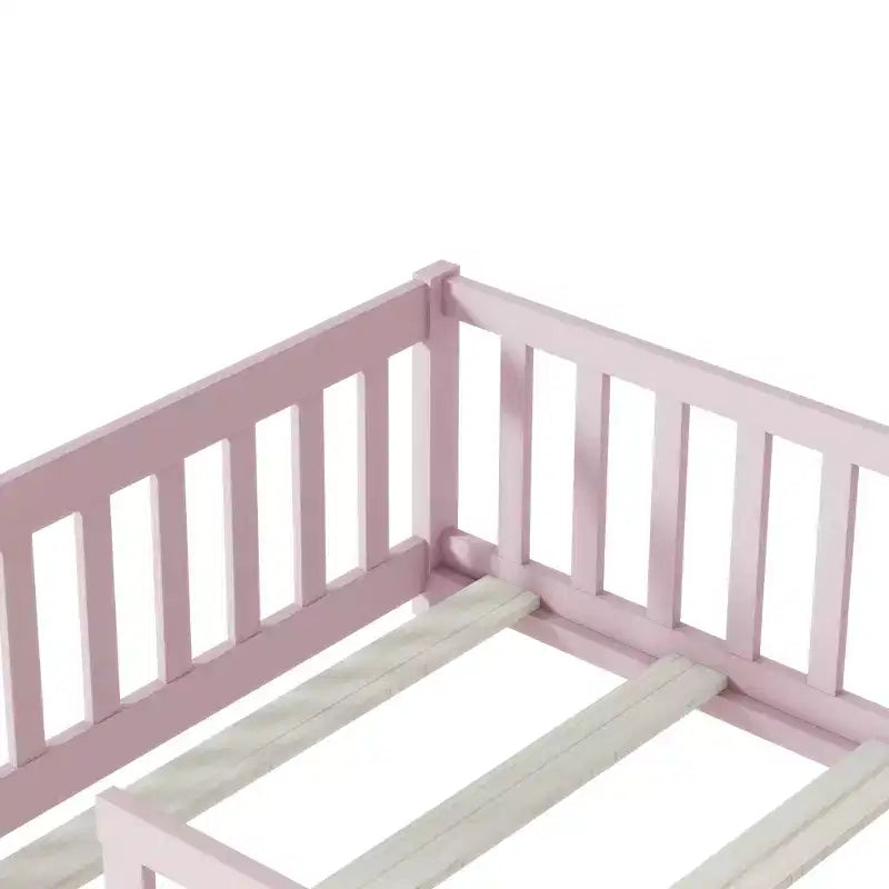 Letto a pavimento Montessori per bambini, con sponde di sicurezza, Letto a piattaforma per bambini con spondine, Struttura in legno massello, per neonati e bambini