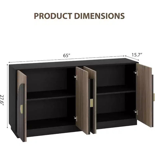 Credenza a 4 ante con ripiani regolabili — Nero marrone
