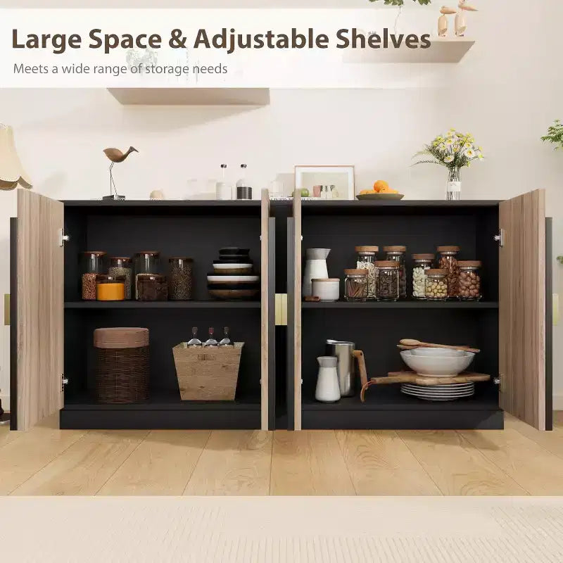 Credenza a 4 ante con ripiani regolabili — Nero marrone