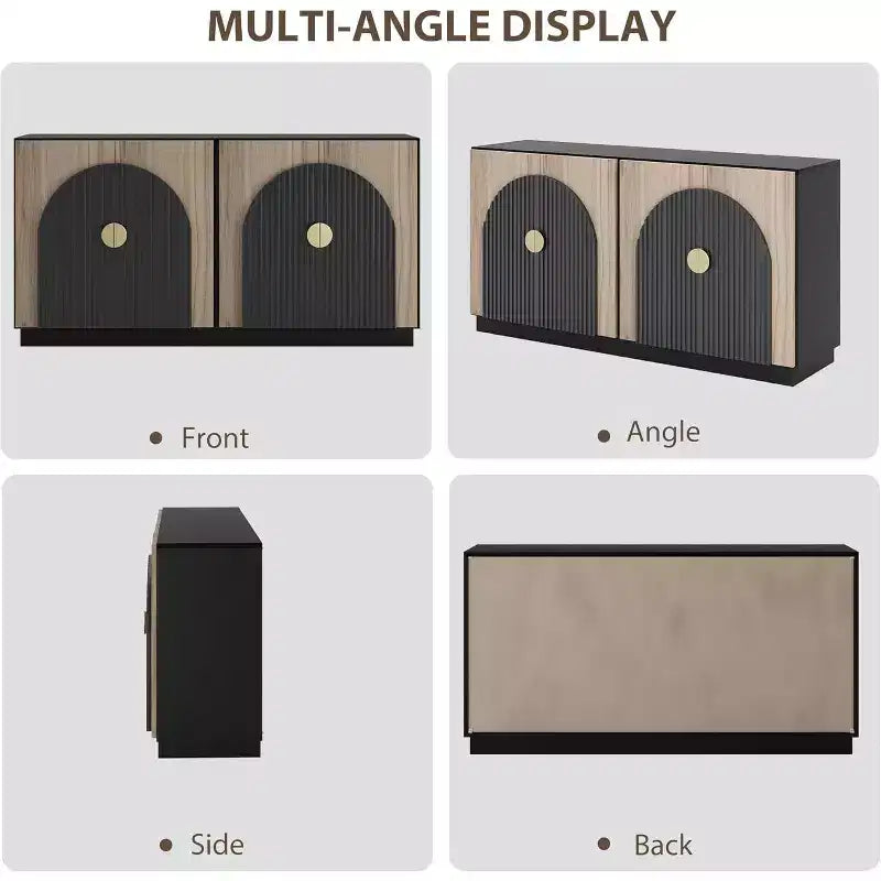 Credenza a 4 ante con ripiani regolabili — Nero marrone