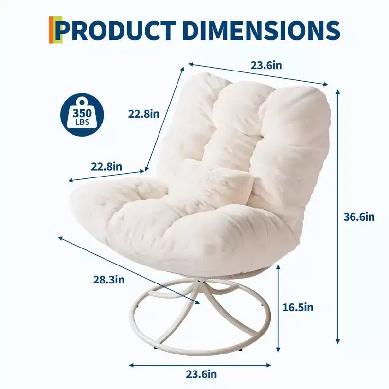 Poltrona Papasan Oversize Girevole e Basculante — Poltrona da Salotto Imbottita Senza Braccioli