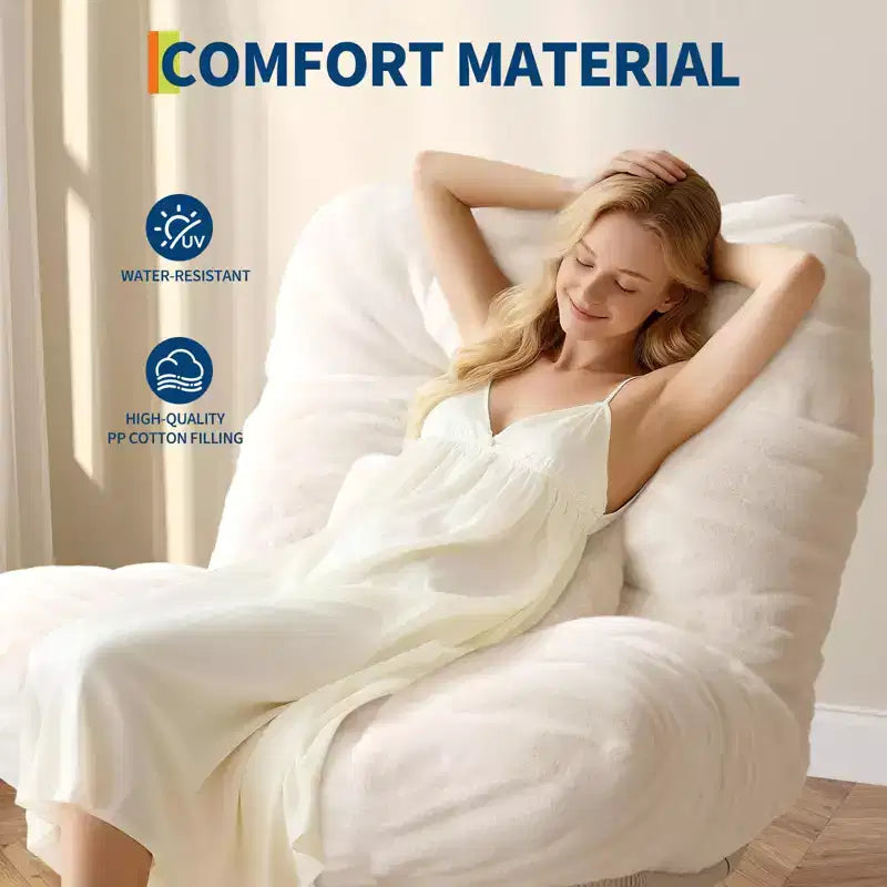 Poltrona Papasan Oversize Girevole e Basculante — Poltrona da Salotto Imbottita Senza Braccioli