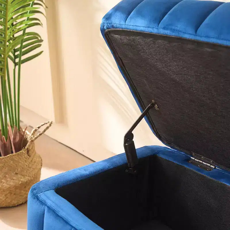 Panca contenitore in velluto da 125 cm – Ottomana poggiapiedi d'accento per camera da letto e soggiorno