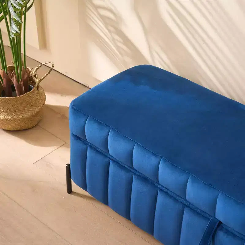 Panca contenitore in velluto da 125 cm – Ottomana poggiapiedi d'accento per camera da letto e soggiorno