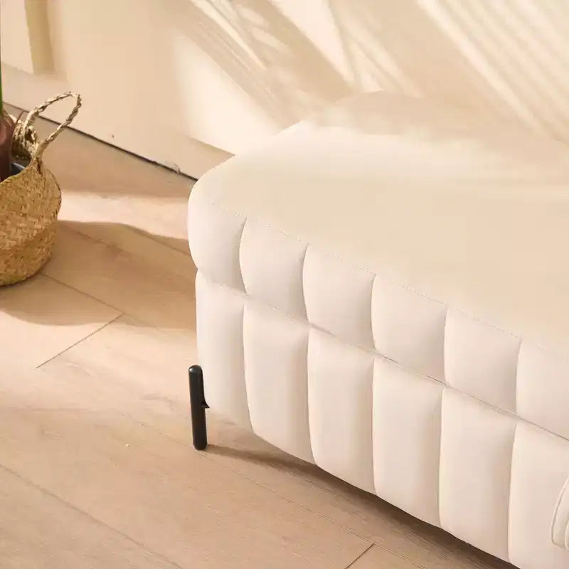 Panca contenitore in velluto da 125 cm – Ottomana poggiapiedi d'accento per camera da letto e soggiorno