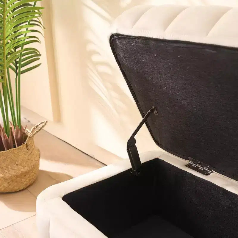 Panca contenitore in velluto da 125 cm – Ottomana poggiapiedi d'accento per camera da letto e soggiorno