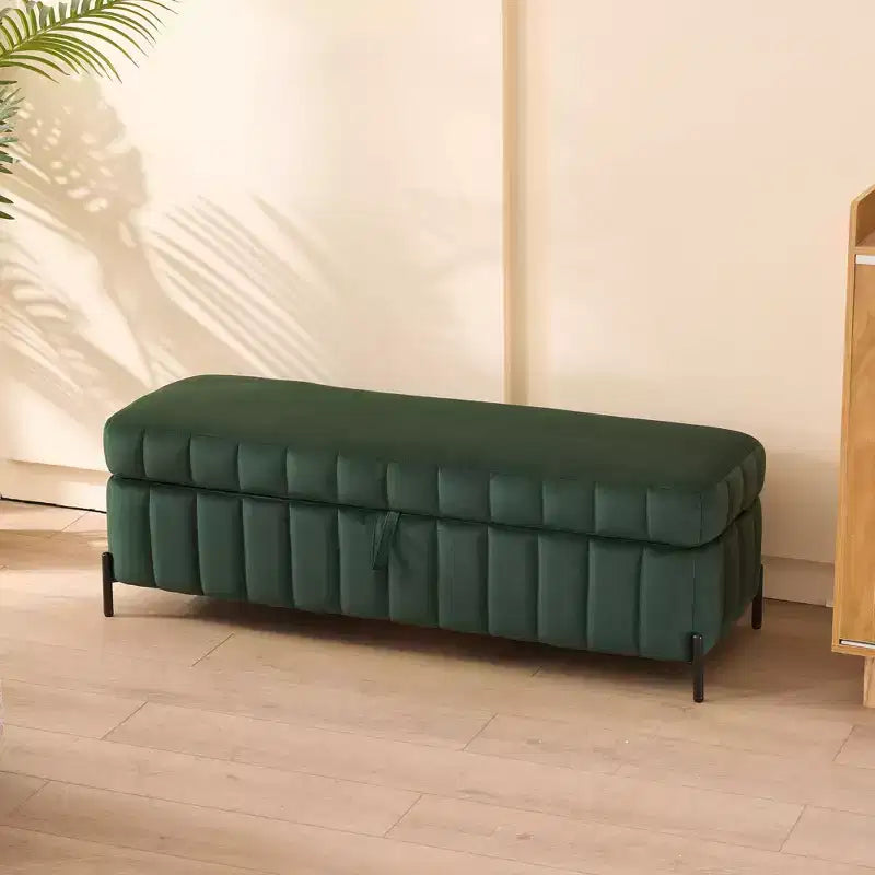 Panca contenitore in velluto da 125 cm – Ottomana poggiapiedi d'accento per camera da letto e soggiorno